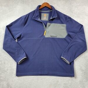 Timberland Fleece Pullover Mens XL Blue‎ Quarter 1/4 Zip Jacket Warm Soft